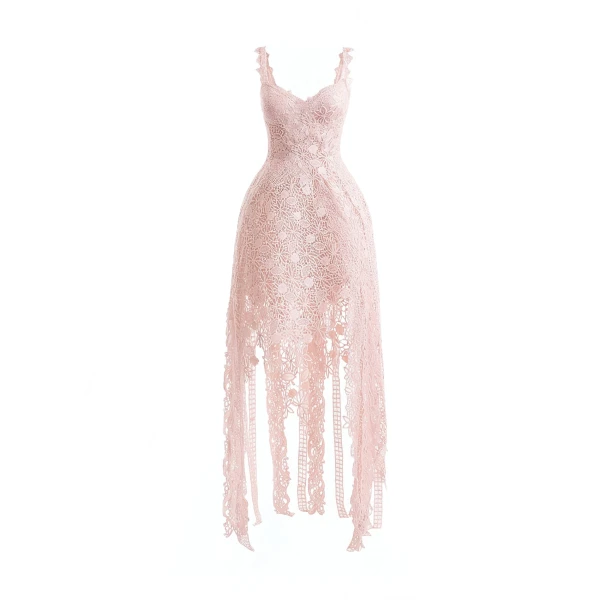 Gemy Maalouf Floral Guipure Cage Midi Dress