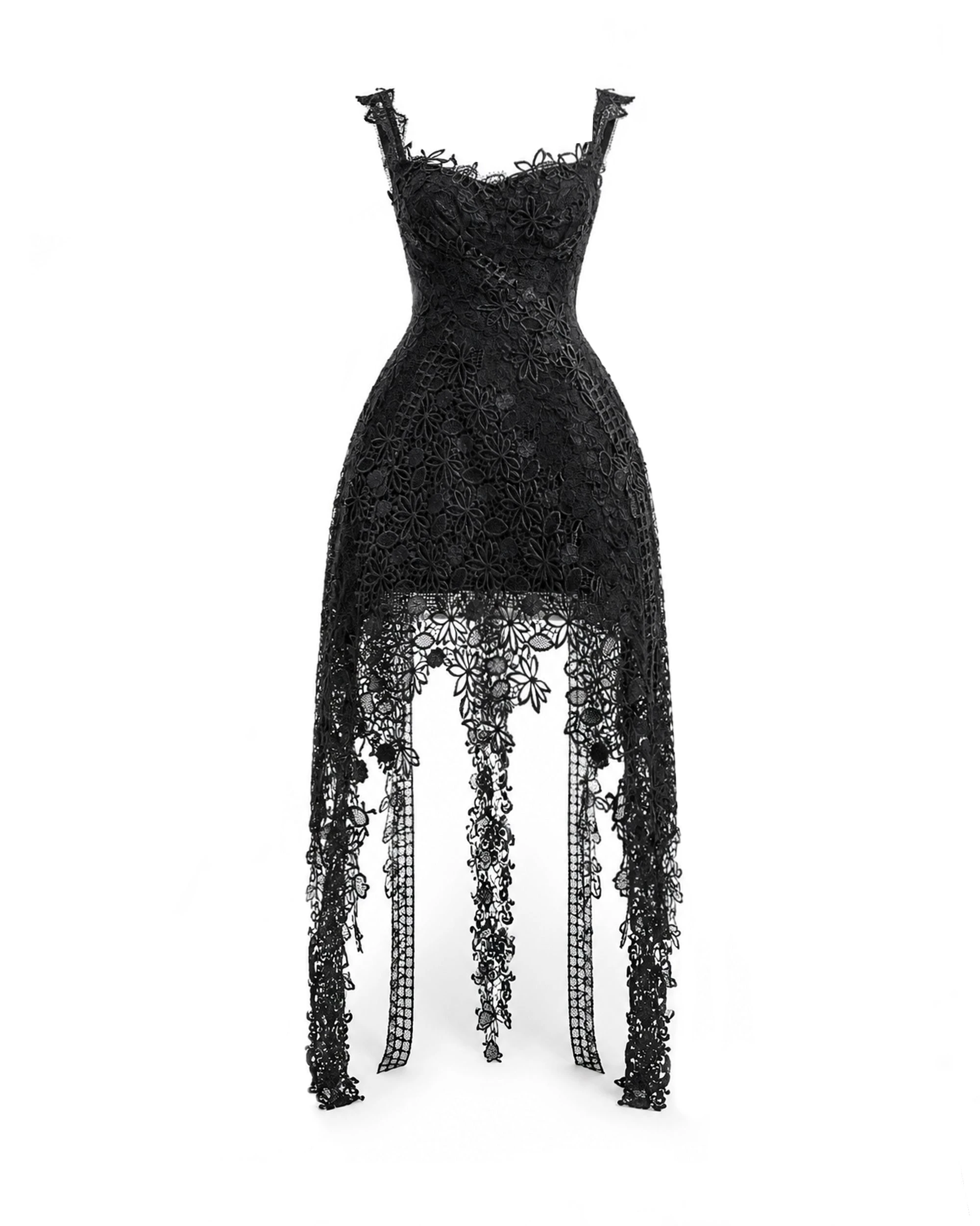 Gemy Maalouf Floral Guipure Embroidered Midi Dress Gemy Maalouf Floral Guipure Embroidered Midi Dress