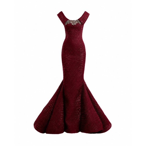 Gemy Maalouf Mermaid Textured Embellished Dress