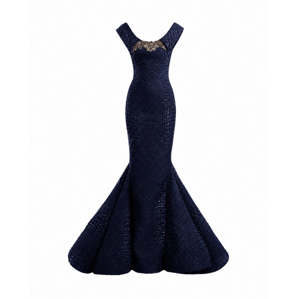 Gemy Maalouf Mermaid Textured Embellished Dress