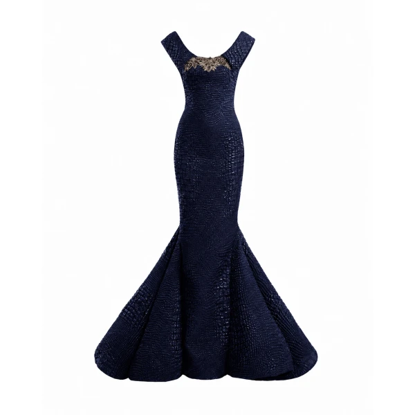 Gemy Maalouf Mermaid Textured Embellished Dress