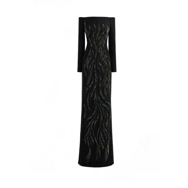 Gemy Maalouf Off-Shoulder Beaded Dress
