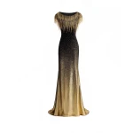 Gemy Maalouf Off-Shoulder Beaded Fringe Dress