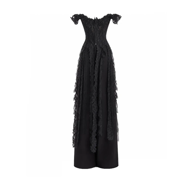 Gemy Maalouf Off-Shoulder Embroidered Corset Set