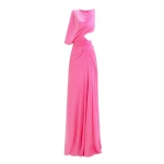 Gemy Maalouf One Sleeve Candy Pink Long Dress