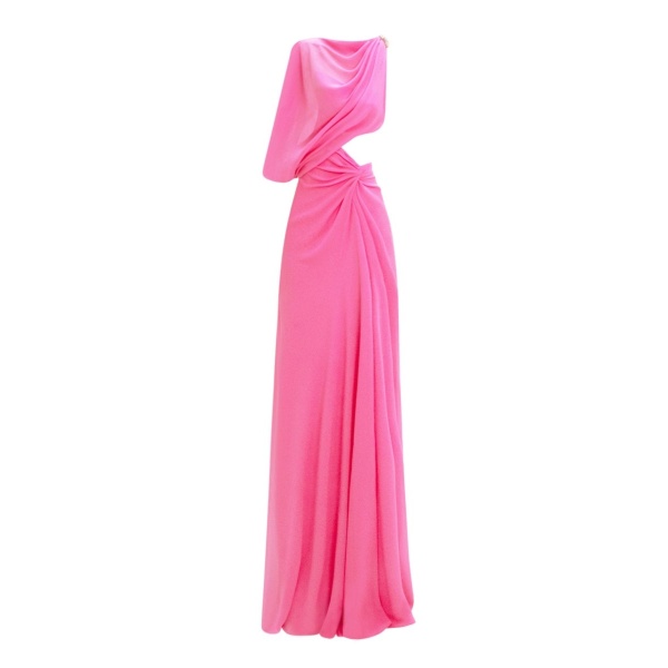 Gemy Maalouf One Sleeve Candy Pink Long Dress