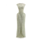 Gemy Maalouf Sculpted Lace Dress with Sheer Bodice