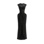 Gemy Maalouf Sculpted Lace Dress with Sheer Bodice
