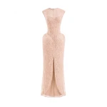 Gemy Maalouf Sculpted Lace Dress with Sheer Bodice