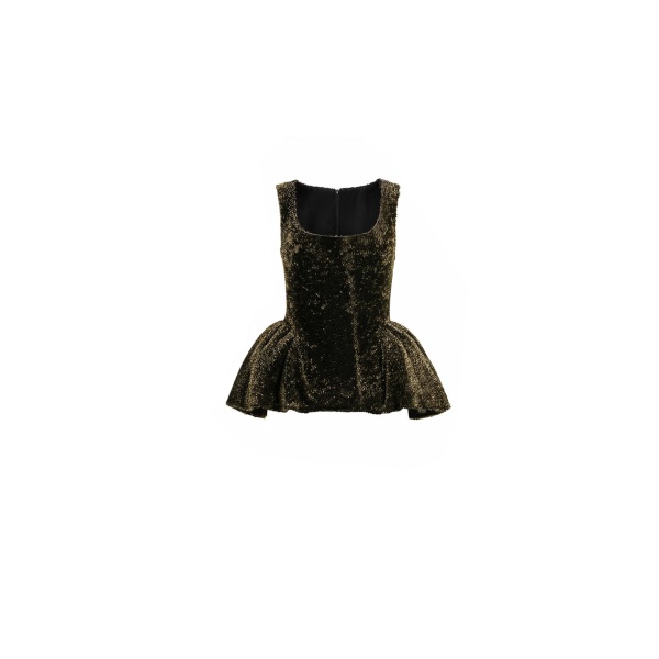 Gemy Maalouf Square-Neck Peplum Top