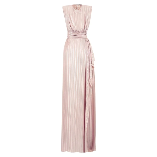 Gemy Maalouf Straight Blush Ruffled Dress