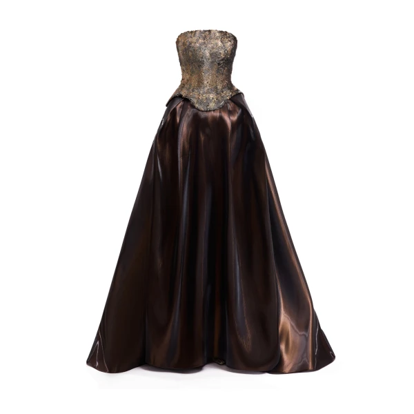 Gemy Maalouf Strapless Corset Satin Dress