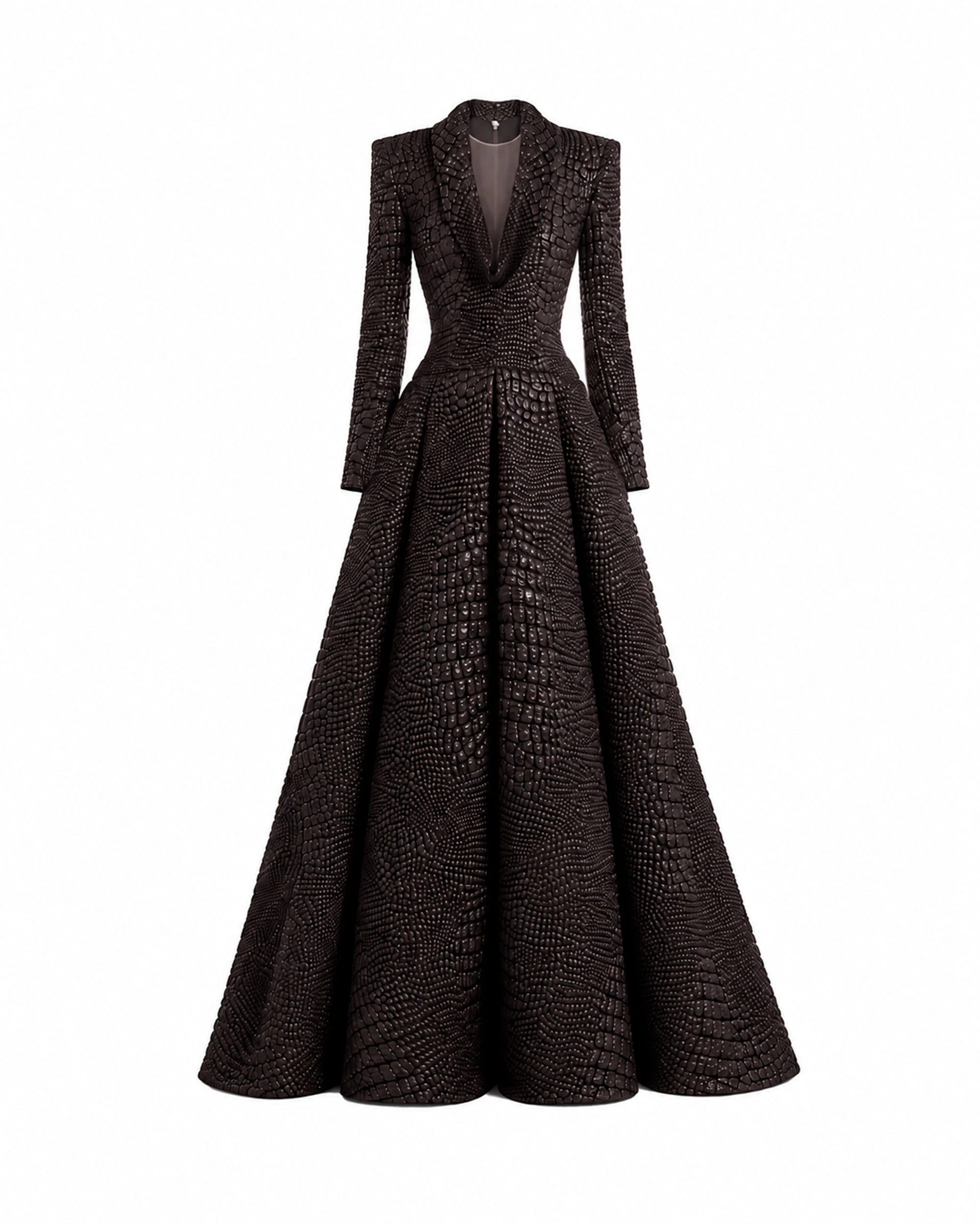 Gemy Maalouf Textured V-Neck Dress Gemy Maalouf Textured V-Neck Dress
