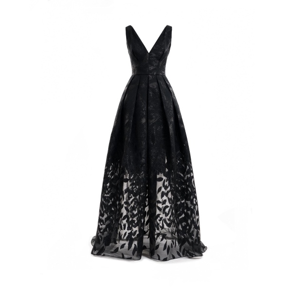 Gemy Maalouf V-Neck Jacquard Dress