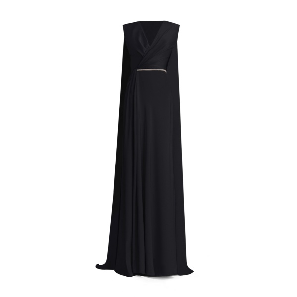 Gemy Maalouf V-neckline With Cape-like Back Dress