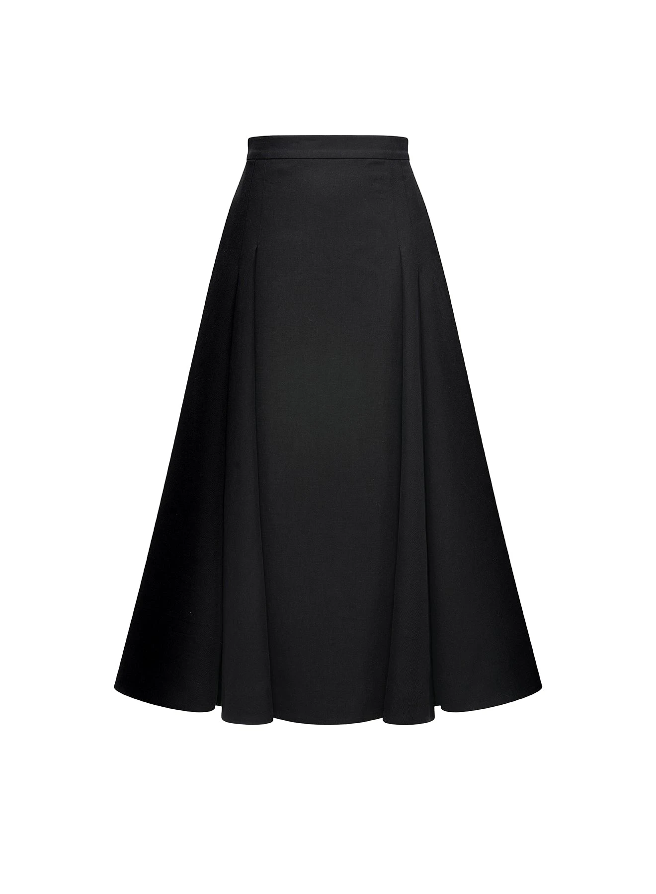 Hayley Midi Skirt in Black Linen