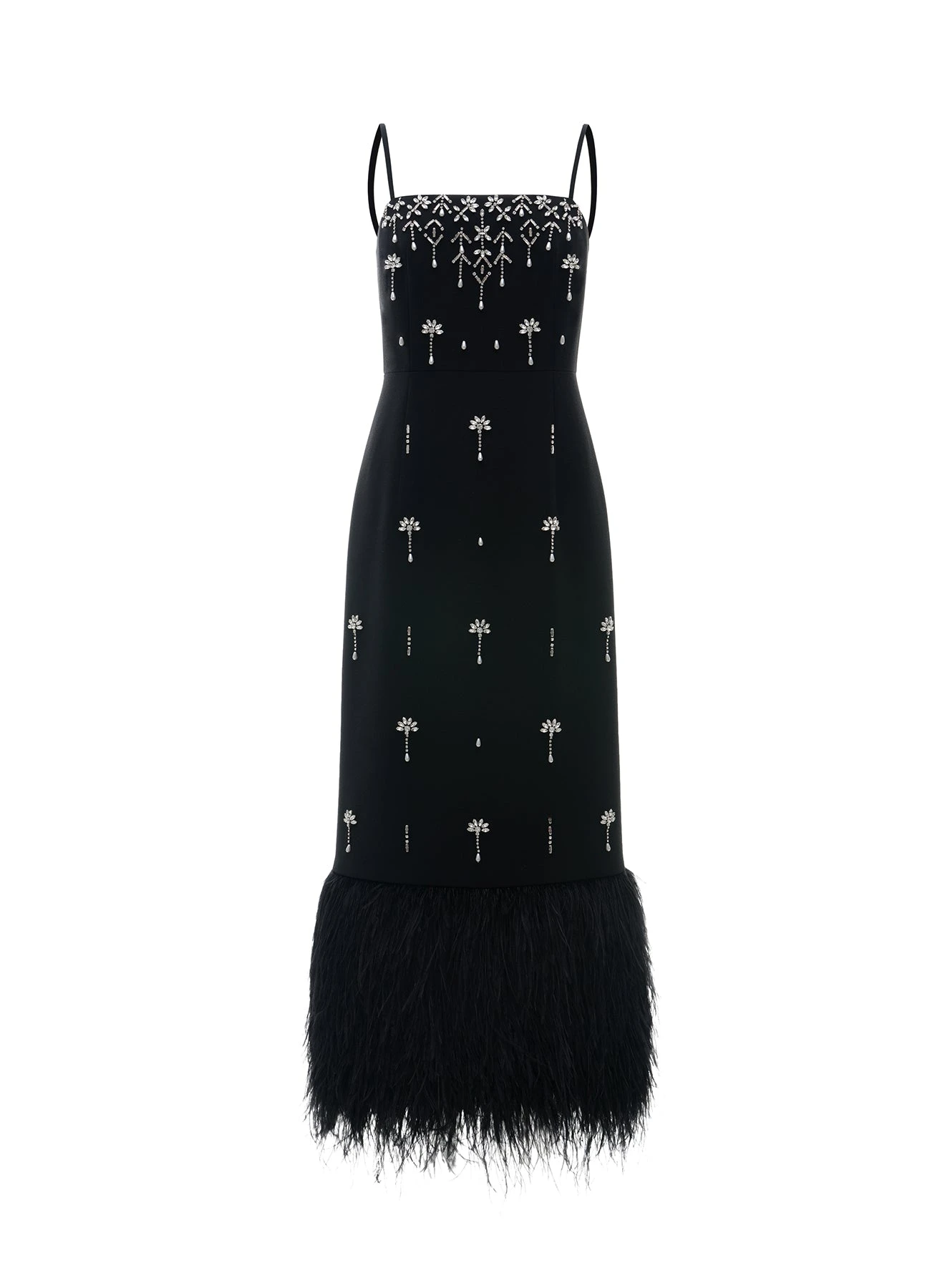 Astra Midi Dress in Black Crepe