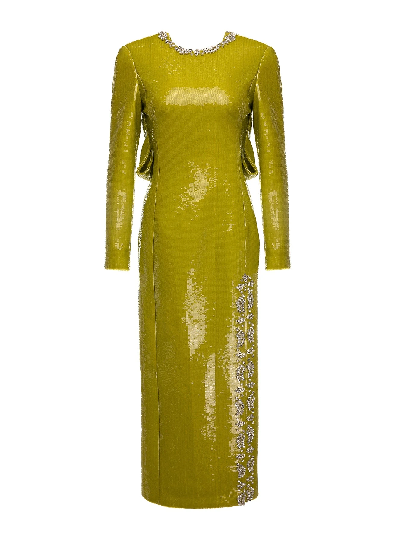 Arthemis Dress in Wild Lime Embellished Crepe