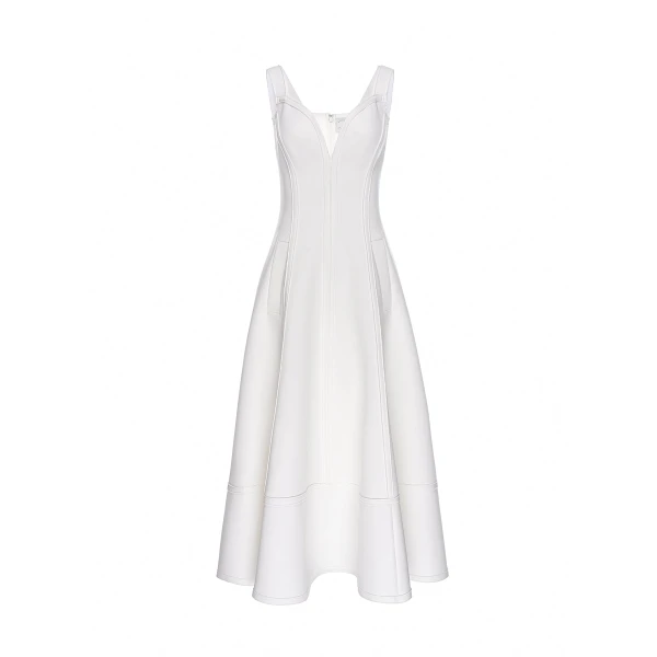 Bridget Dress in White Scuba