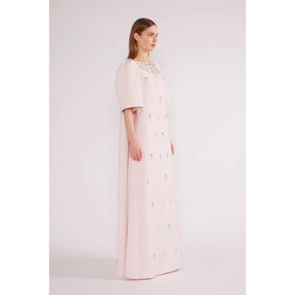 Daphne Gown in Pale Pink Crepe - Image 3