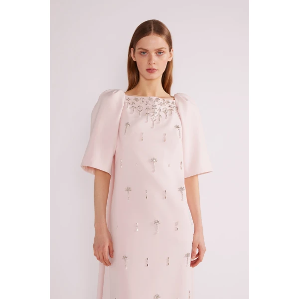Daphne Gown in Pale Pink Crepe - Image 5