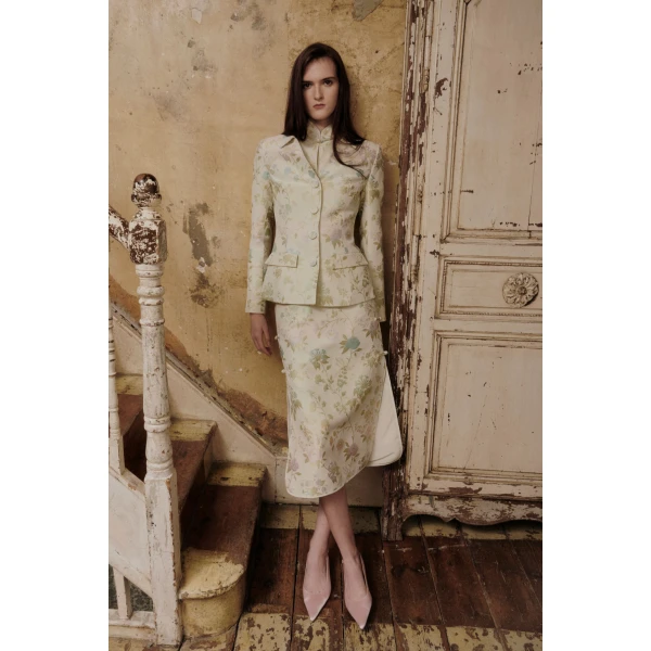 Dario Skirt in Ivory Multi Jacquard - Image 2