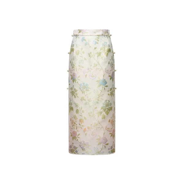 Dario Skirt in Ivory Multi Jacquard