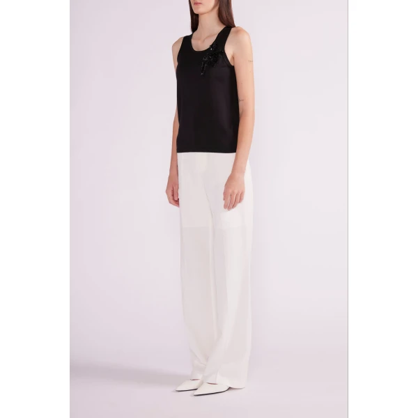 Dorota Tank Top in Black Silk - Image 4