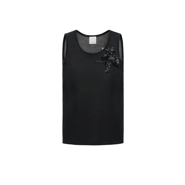 Dorota Tank Top in Black Silk