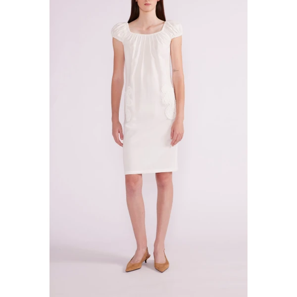 Eileen Midi Dress in White Linen - Image 3