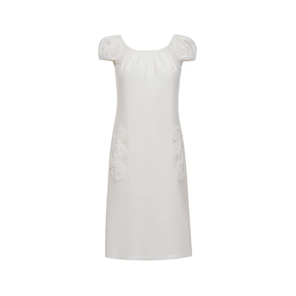 Dries Van Noten Eileen Midi Dress in White Linen