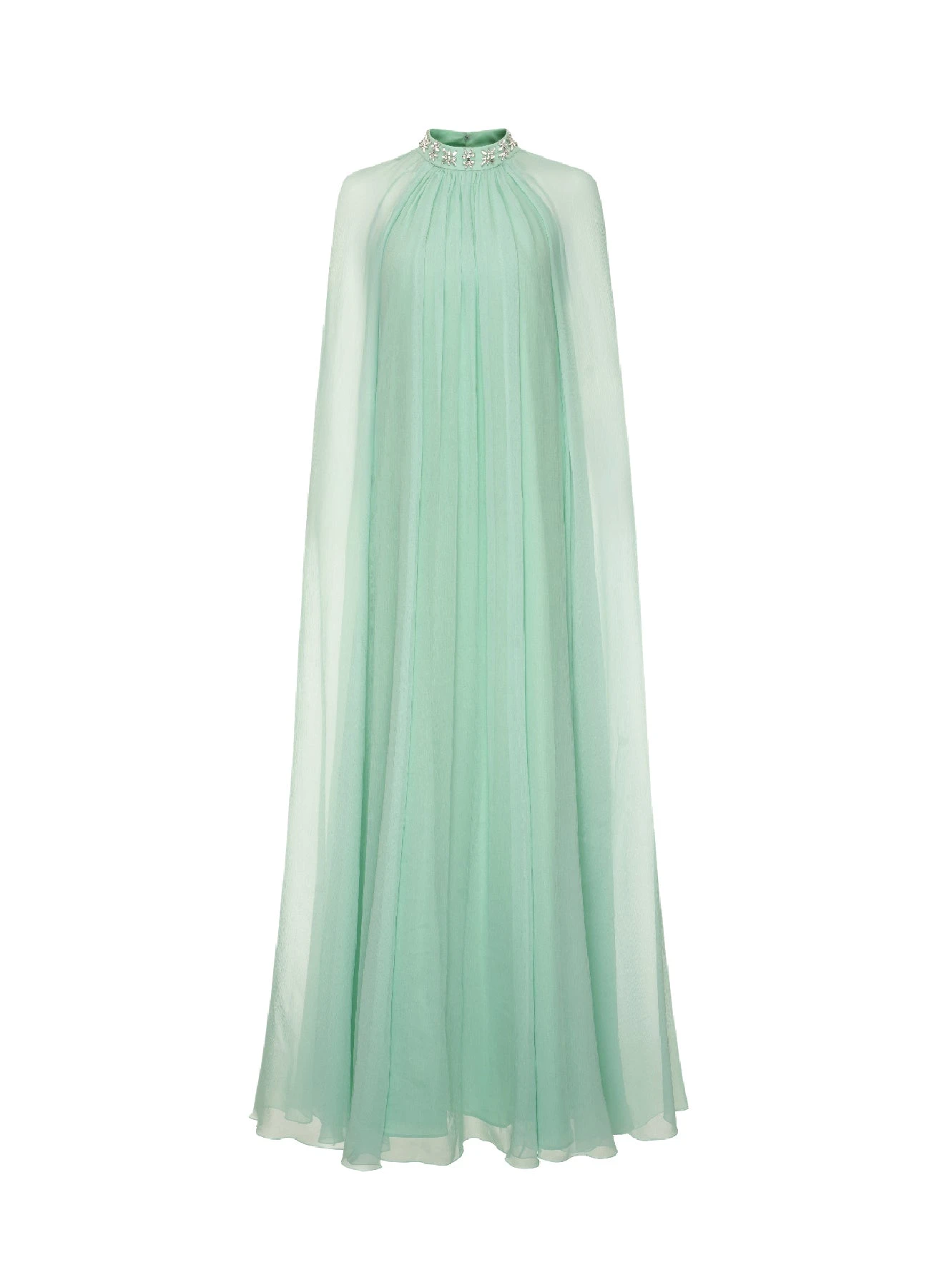 Dries Van Noten Elinda Gown in Mint Chiffon | Evening Gowns | Luxury Shoes Dries Van Noten Elinda Gown in Mint Chiffon