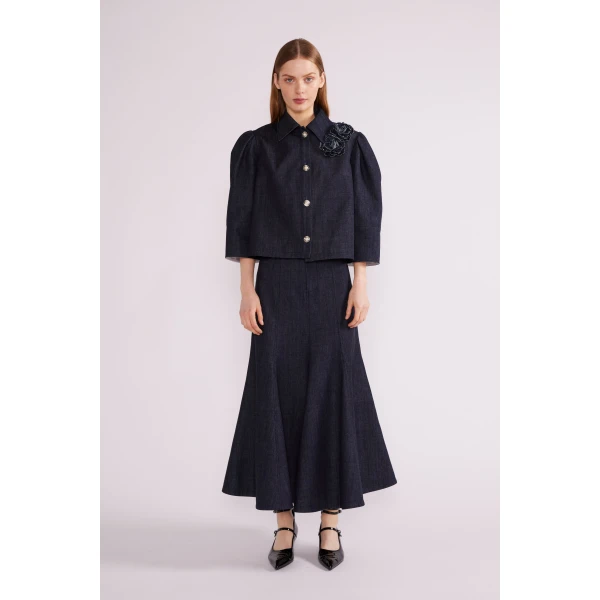 Ellen Midi Skirt in Indigo Denim - Image 2