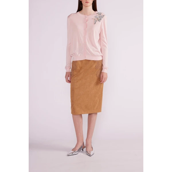 Ellis Cardigan in Pink Silk - Image 3