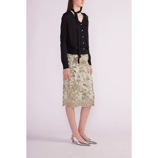 Ellis V-Neck Cardigan in Black Silk - Image 4