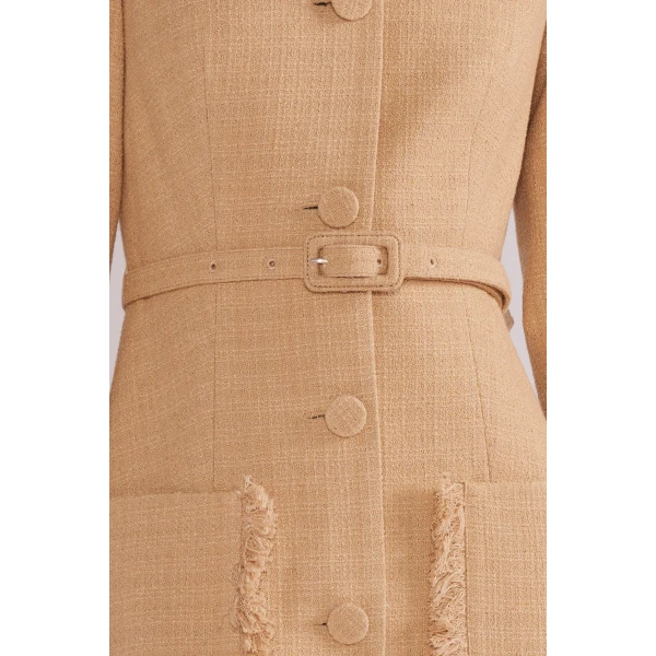 Esme Midi Dress in Camel Tweed - Image 6