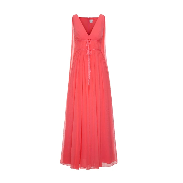 Dries Van Noten Etta Gown in Coral Chiffon