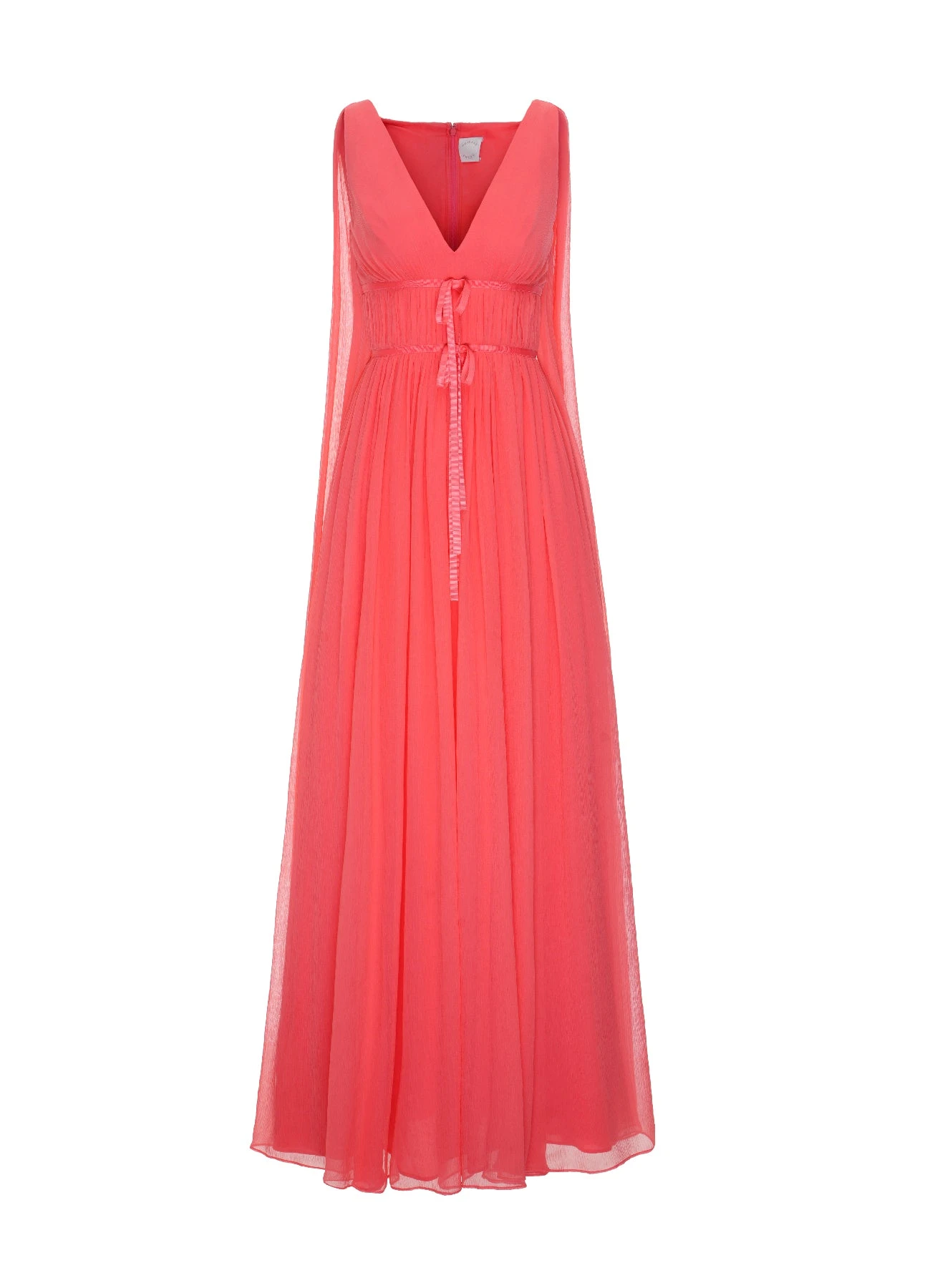 Dries Van Noten Etta Gown in Coral Chiffon | Evening Gowns | Luxury Shoes Dries Van Noten Etta Gown in Coral Chiffon