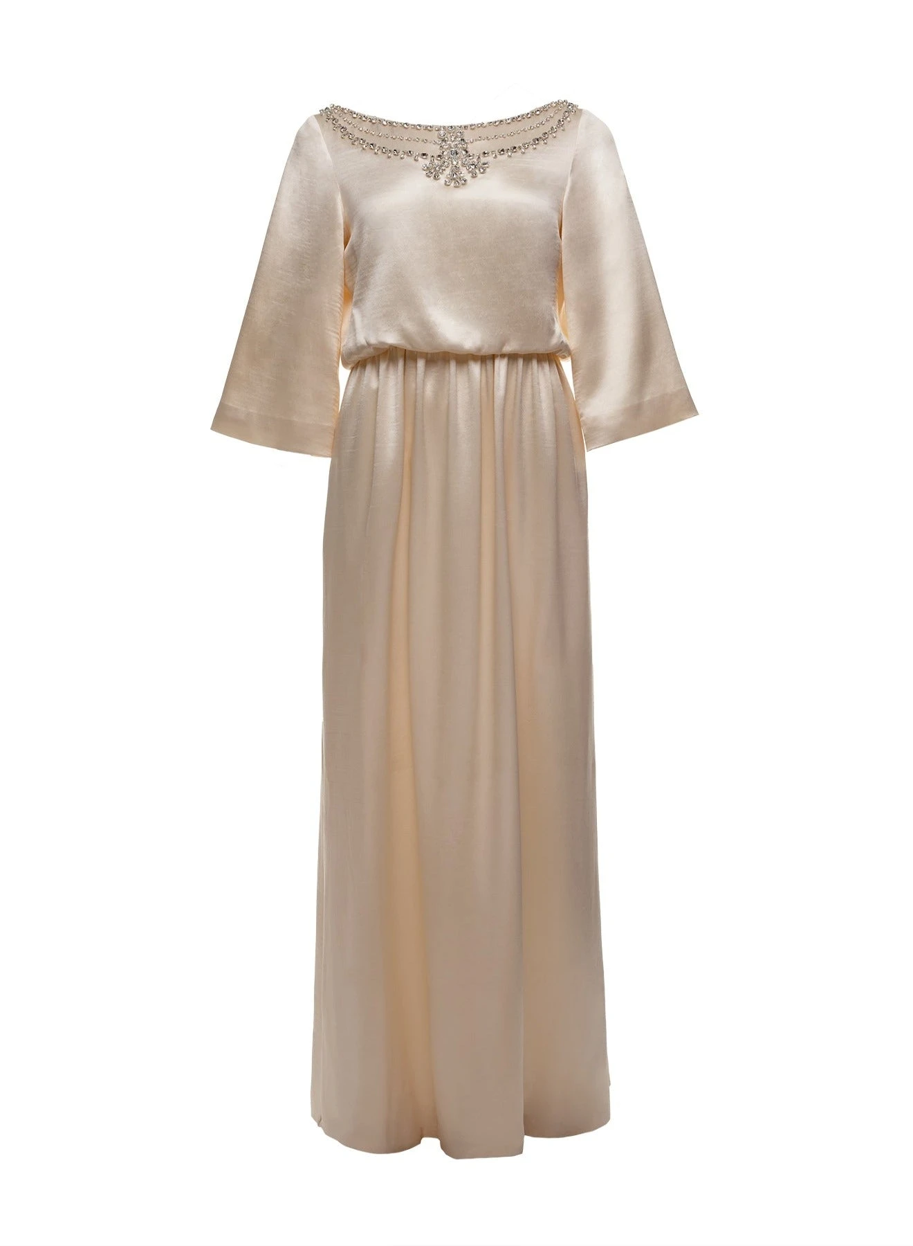 Dries Van Noten Etta Gown in Ivory Satin | Evening Gowns | Luxury Shoes Dries Van Noten Etta Gown in Ivory Satin