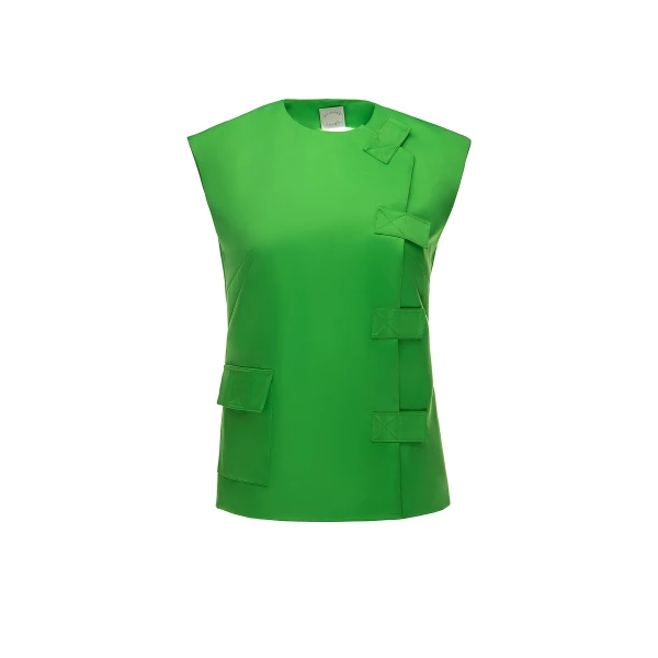 Evie Top in Bright Apple Duchesse Satin