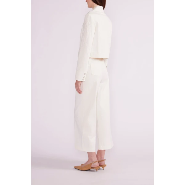 Fausto Trousers in White Embellished Denim - Image 4