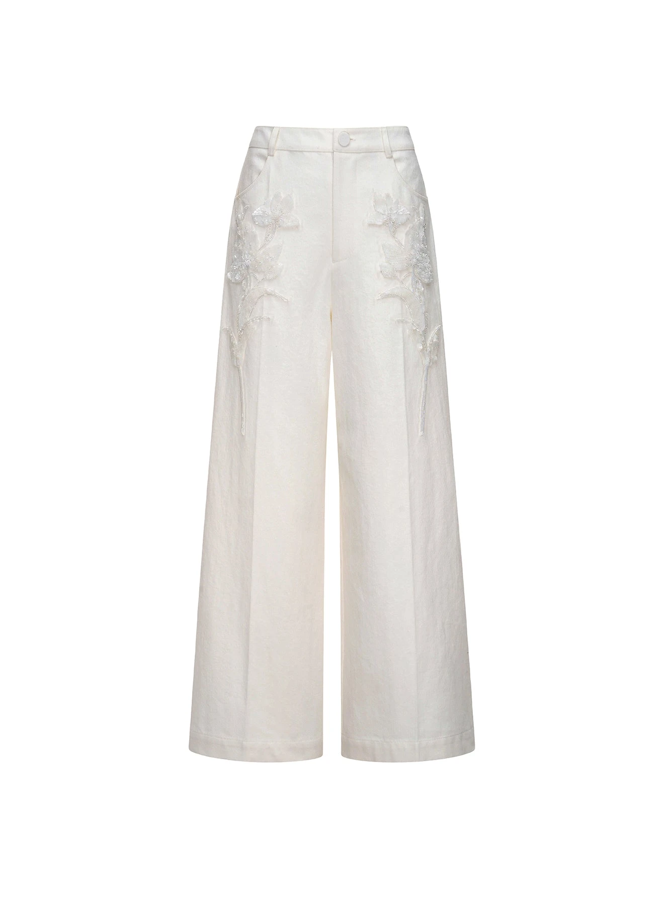 Dries Van Noten Fausto Trousers in White Embellished Denim | | Luxury Shoes Dries Van Noten Fausto Trousers in White Embellished Denim