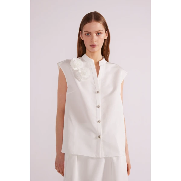 Fern Top in White Faille - Image 5