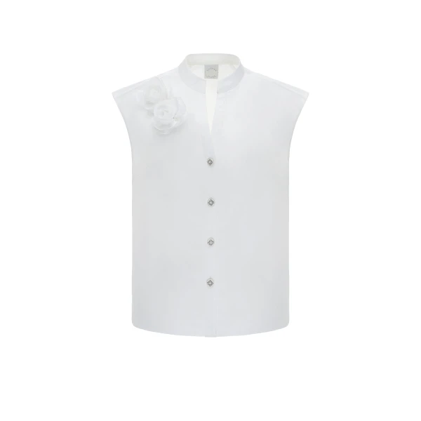 Fern Top in White Faille