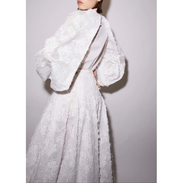 Fernanda Shirt in White Embroidered Cotton - Image 5