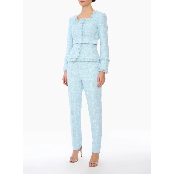 Francesca Trousers in Blue Tweed - Image 3