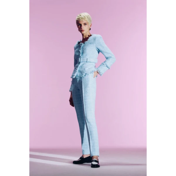 Francesca Trousers in Blue Tweed - Image 6
