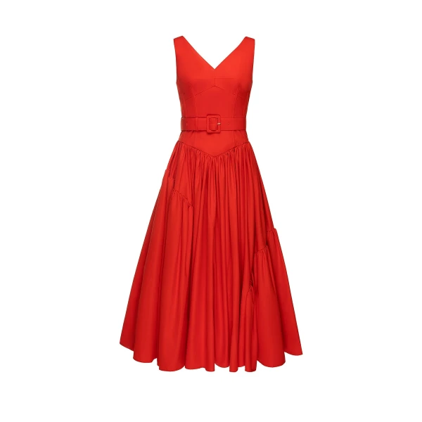 Frederikke Dress in Poppy Red Cotton