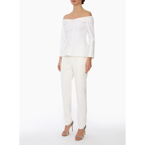 Gabriella Jacket in White Crepe - Image 3