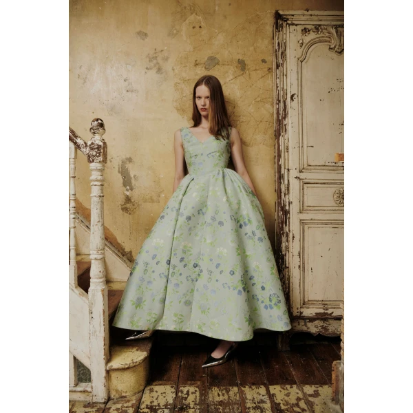 Gershin Dress in Teal Multi Jacquard - Image 2